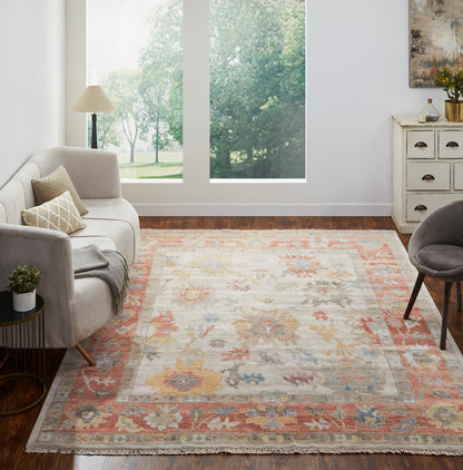 Adana AA895 Parchment-Spice Wool & Silkette Blend Rug