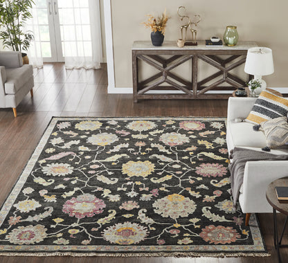 Adana AA901 Graphite-Pastels Wool & Silkette Blend Rug