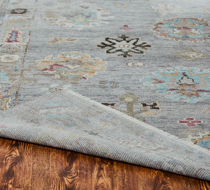 Ambrose AM1001 Vintage Greys-Multi Hand Knotted Wool and Silkette Rug