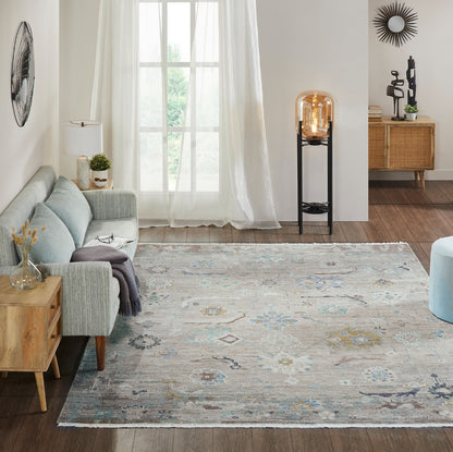 Ambrose AM1001 Vintage Greys-Multi Hand Knotted Wool and Silkette Rug
