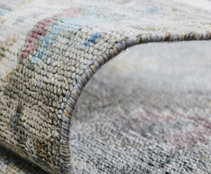Ambrose AM1001 Vintage Greys-Multi Hand Knotted Wool and Silkette Rug