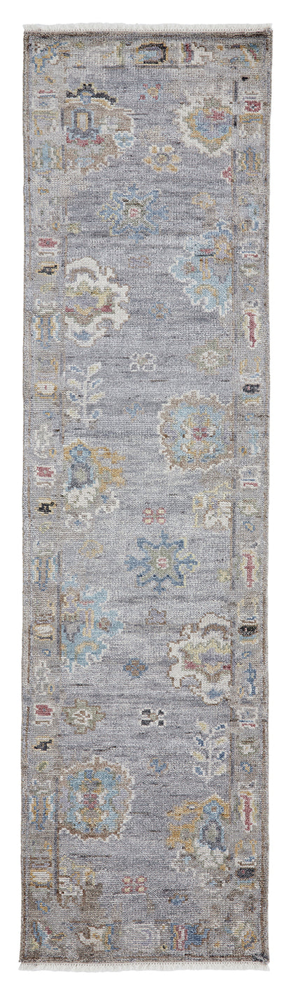 Ambrose AM1001 Vintage Greys-Multi Hand Knotted Wool and Silkette Rug