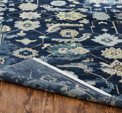Ambrose AM1002 Navy Denim Hand Knotted Wool Rug