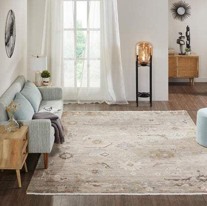 Ambrose AM1005 Sand Hand Knotted Wool and Silkette Rug