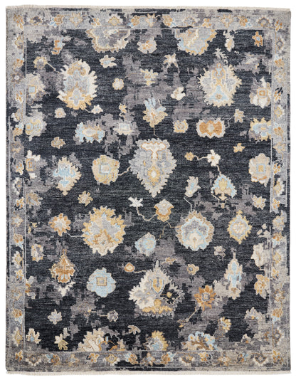 Ambrose AM1007 Almost Black Hand Knotted Wool Rug