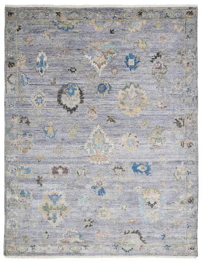 Ambrose AM1008 Dove Grey Hand Knotted Wool and Silkette Rug