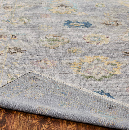 Ambrose AM1008 Dove Grey Hand Knotted Wool and Silkette Rug