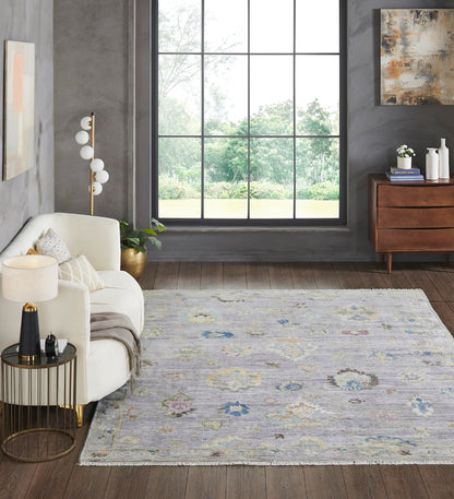 Ambrose AM1008 Dove Grey Hand Knotted Wool and Silkette Rug