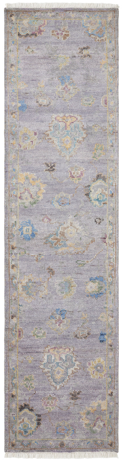 Ambrose AM1008 Dove Grey Hand Knotted Wool and Silkette Rug – view 7