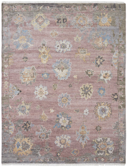 Ambrose AM1006 Rose Hand Knotted Wool and Silkette Rug