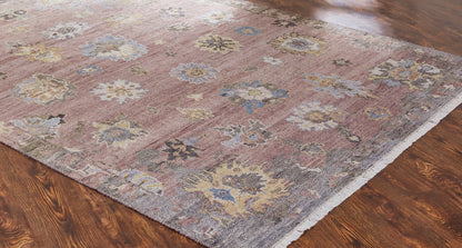 Ambrose AM1006 Rose Hand Knotted Wool and Silkette Rug