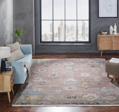 Ambrose AM1006 Rose Hand Knotted Wool and Silkette Rug