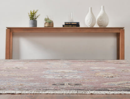 Ambrose AM1006 Rose Hand Knotted Wool and Silkette Rug