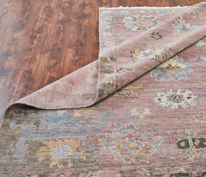 Ambrose AM1006 Rose Hand Knotted Wool and Silkette Rug