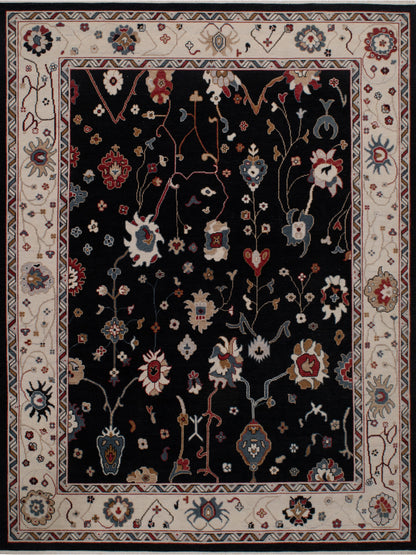 Oushak Black Fine Handmade 9'x12' Rug