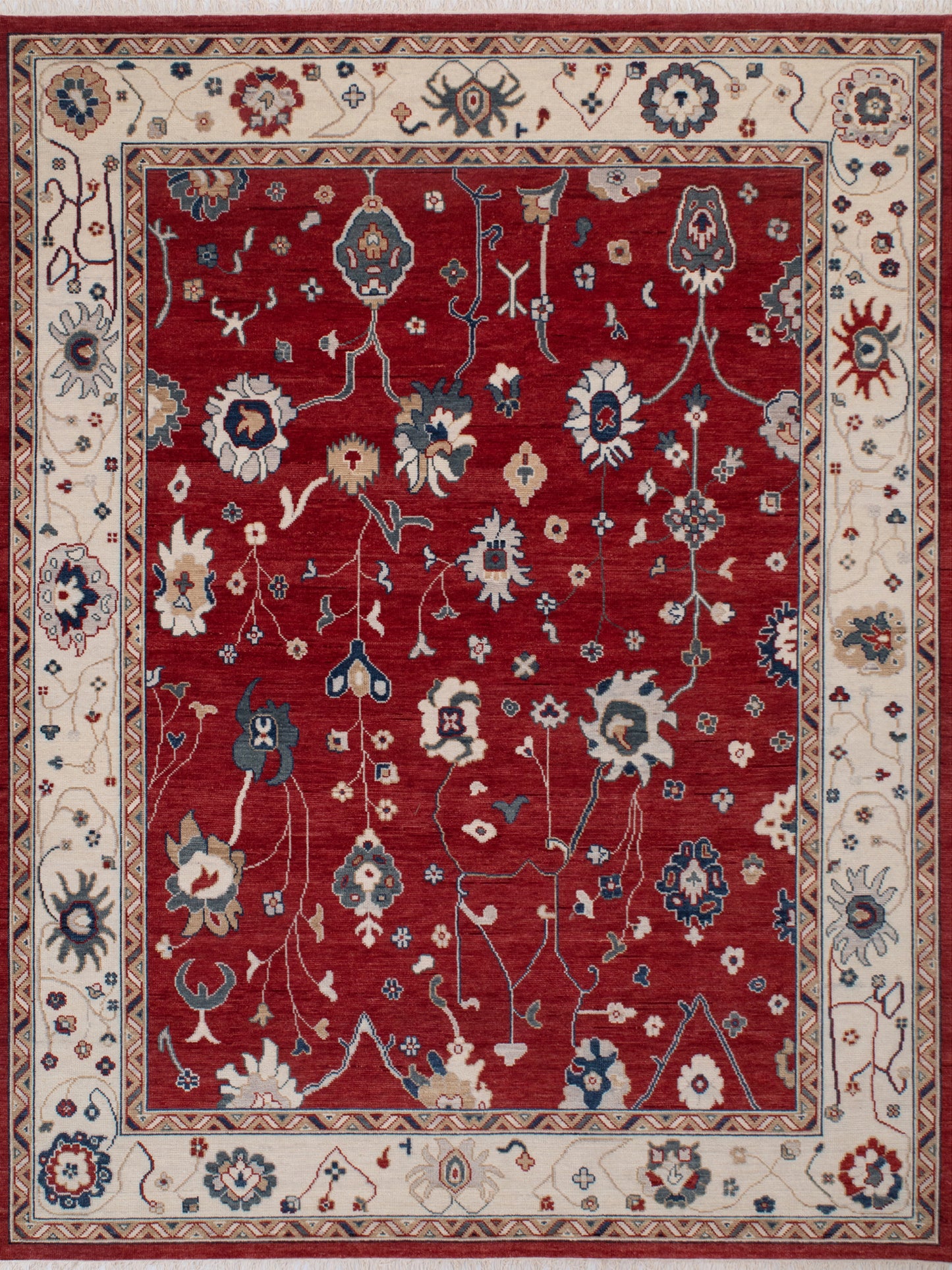 Oushak Red Fine Handmade 9'X12' Rug