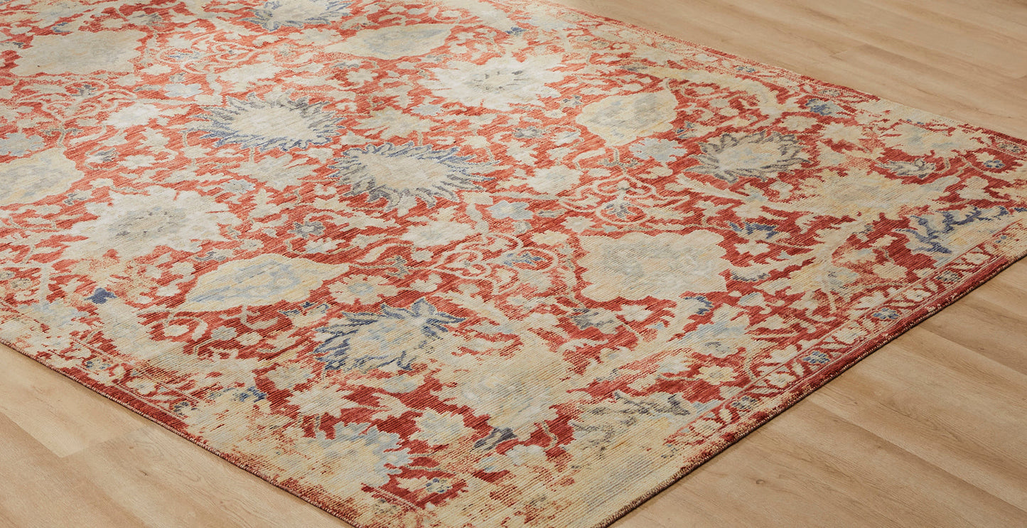 Blooma BM1381 Vintage Crimson Oushak Power Loom Wool Rug