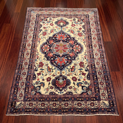 Kerman Hand-knotted Wool Antique Rug 100 Years Old