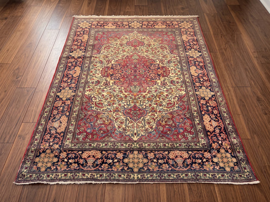 Genuine Antique Vintage Isfahan Red Navy