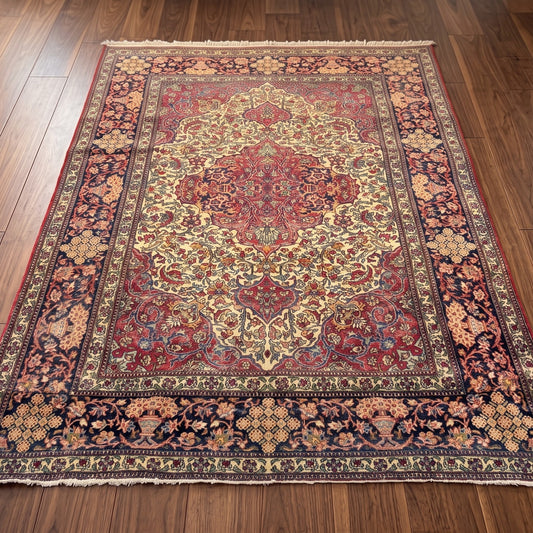 Antique Isfahan Red Navy Hand-Knotted Rug – Cassim Rug Gallery, Downers Grove