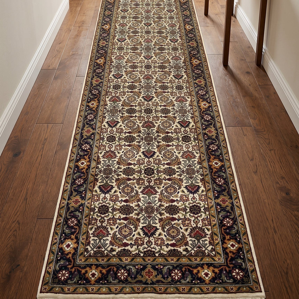 Herati Hand-knotted Fine Wool Rug Cream/Navy