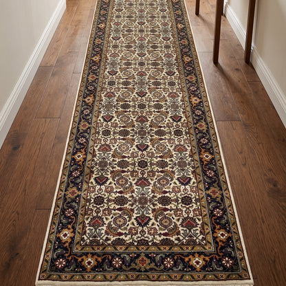 Herati Hand-knotted Fine Wool Rug Cream/Navy