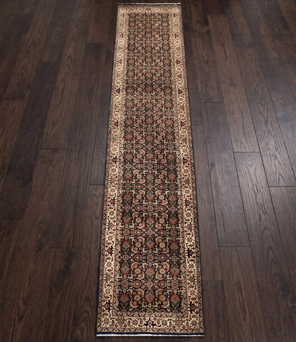 Herati Hand-knotted Fine Wool Rug Black/Cream