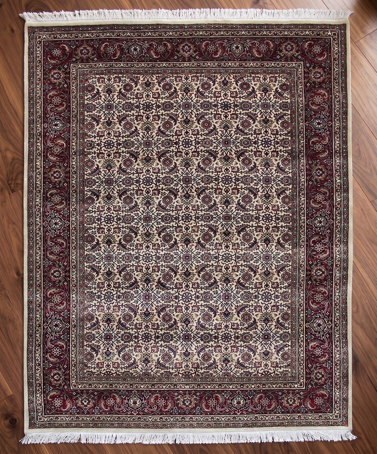 Herati Hand-knotted Fine Wool Rug Cream/Red