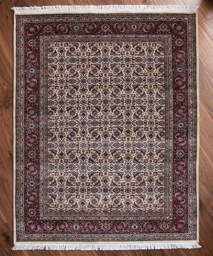 Herati Hand-knotted Fine Wool Rug Cream/Red