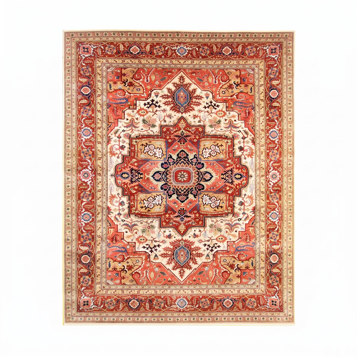 Serapi 1 Cream/Rust New Zealand Wool Fine Hand-knotted Oriental Rug