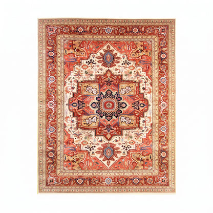 Serapi 1 Cream/Rust New Zealand Wool Fine Hand-knotted Oriental Rug