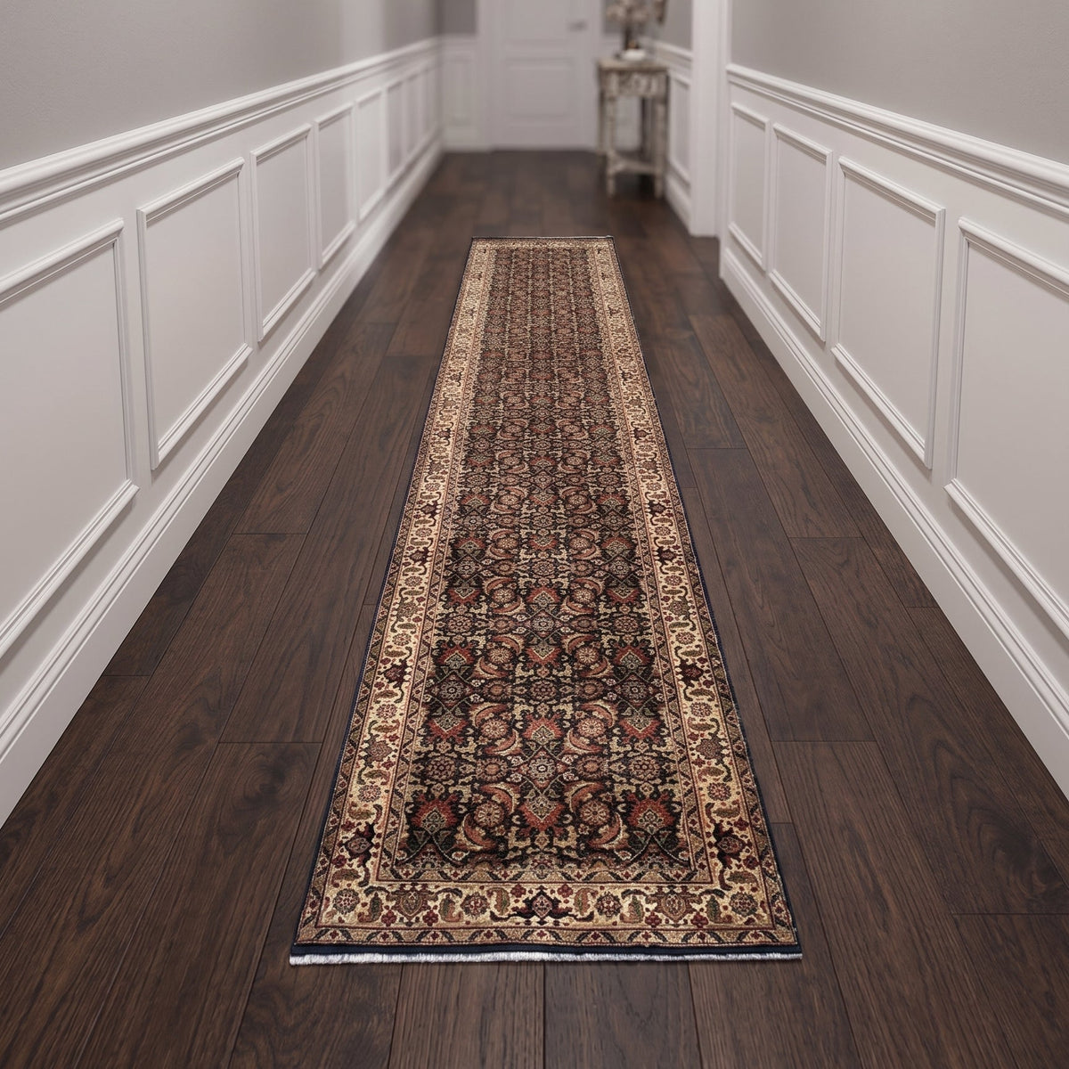 Herati Hand-knotted Fine Wool Rug Black/Cream