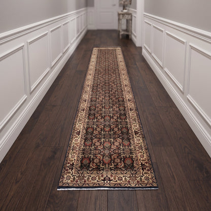 Herati Hand-knotted Fine Wool Rug Black/Cream