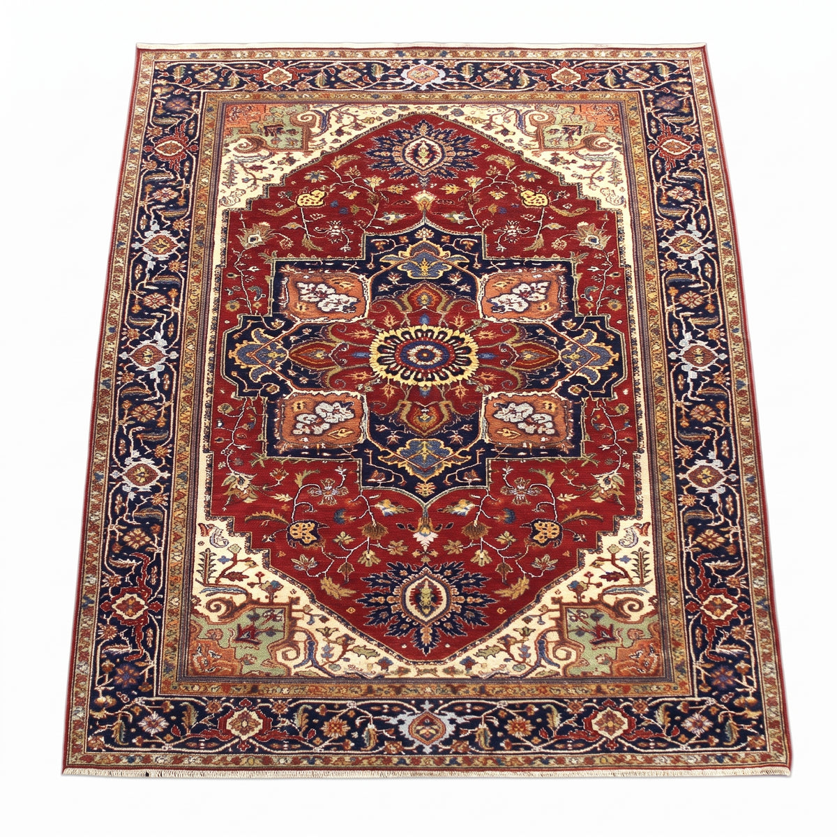 Serapi 2 Red/Navy New Zealand Wool Fine Hand-knotted Oriental Rug