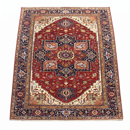 Serapi 2 Red/Navy New Zealand Wool Fine Hand-knotted Oriental Rug