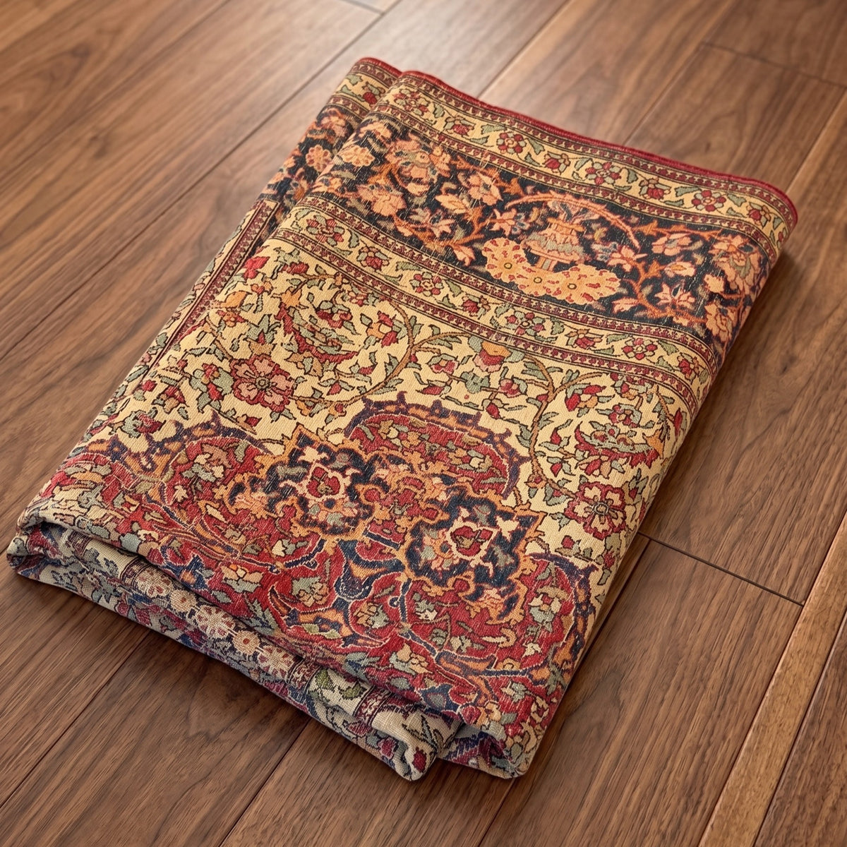 Antique Isfahan Red Navy Hand-Knotted Rug – view 2