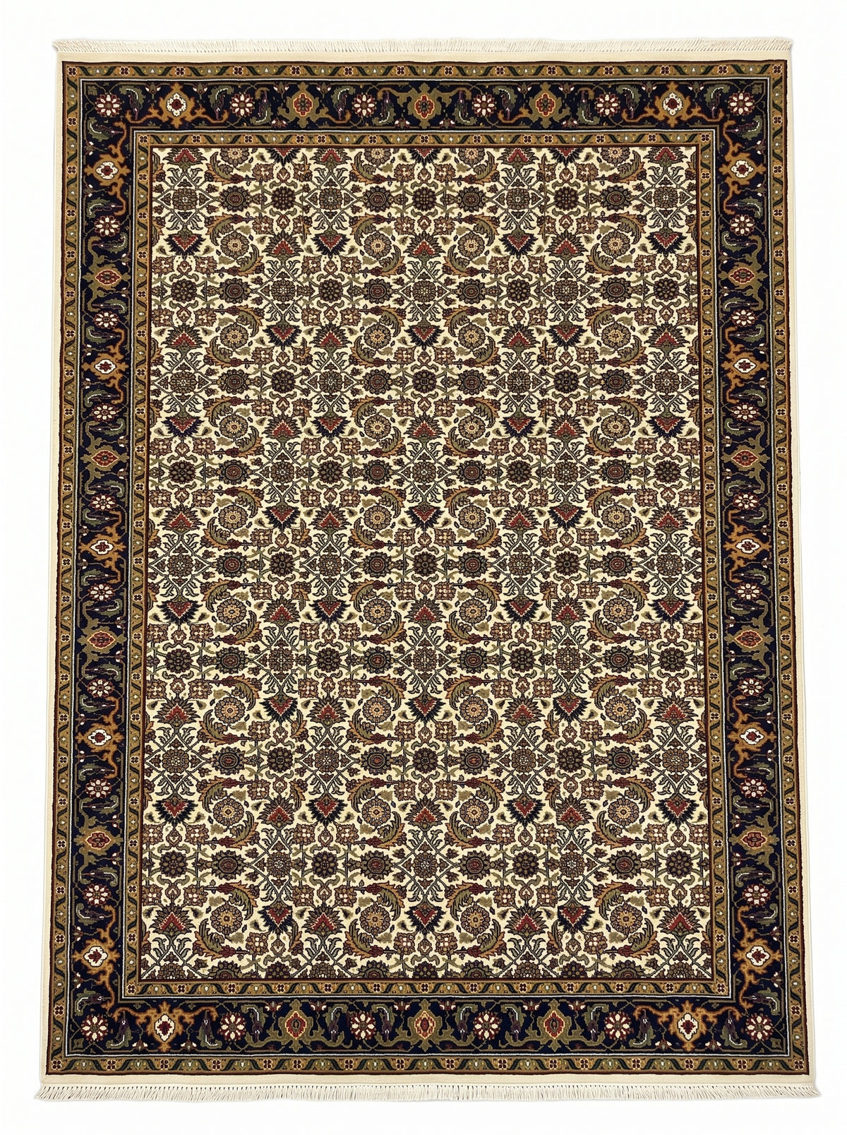 Herati Hand-knotted Fine Wool Rug Cream/Navy
