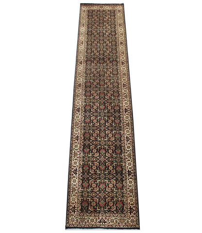 Herati Hand-knotted Fine Wool Rug Black/Cream