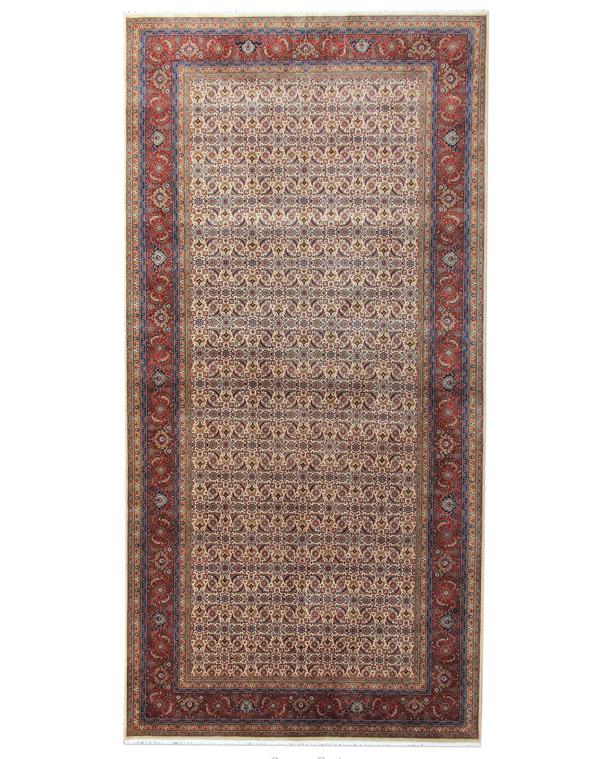 Herati Hand-knotted Fine Wool Rug Cream/Rust
