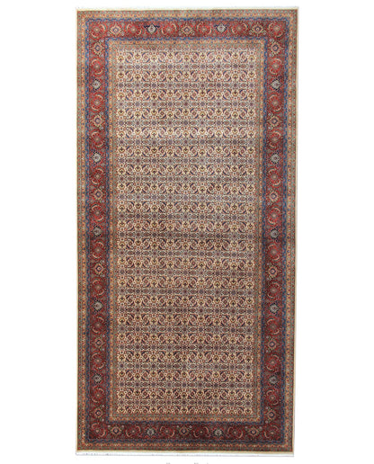 Herati Hand-knotted Fine Wool Rug Cream/Rust