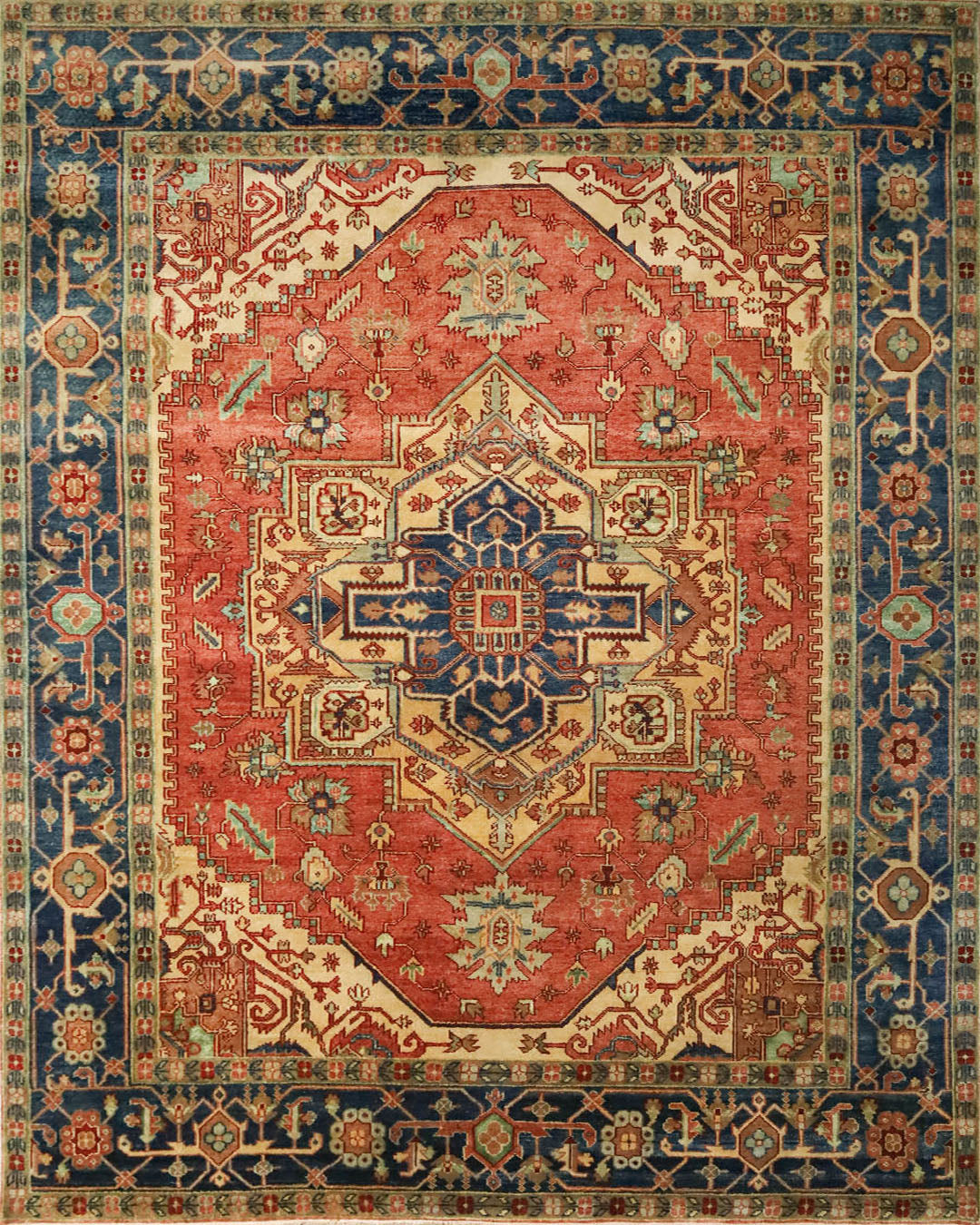 Heriz Rust & Blue Fine Handmade 8'x10' Rug