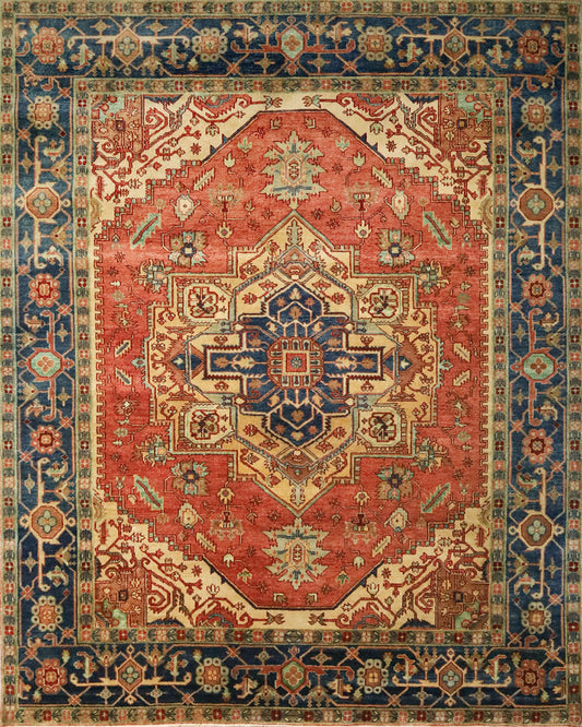 Heriz Rust & Blue Fine Handmade 8'x10' Rug