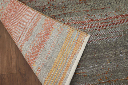 Colorful Fine Handmade Wool & Silk Textured 8'x10' Rug