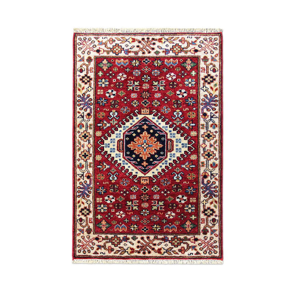 Karajeh Rust/Cream New Zealand Wool Fine Hand-knotted Oriental Rug