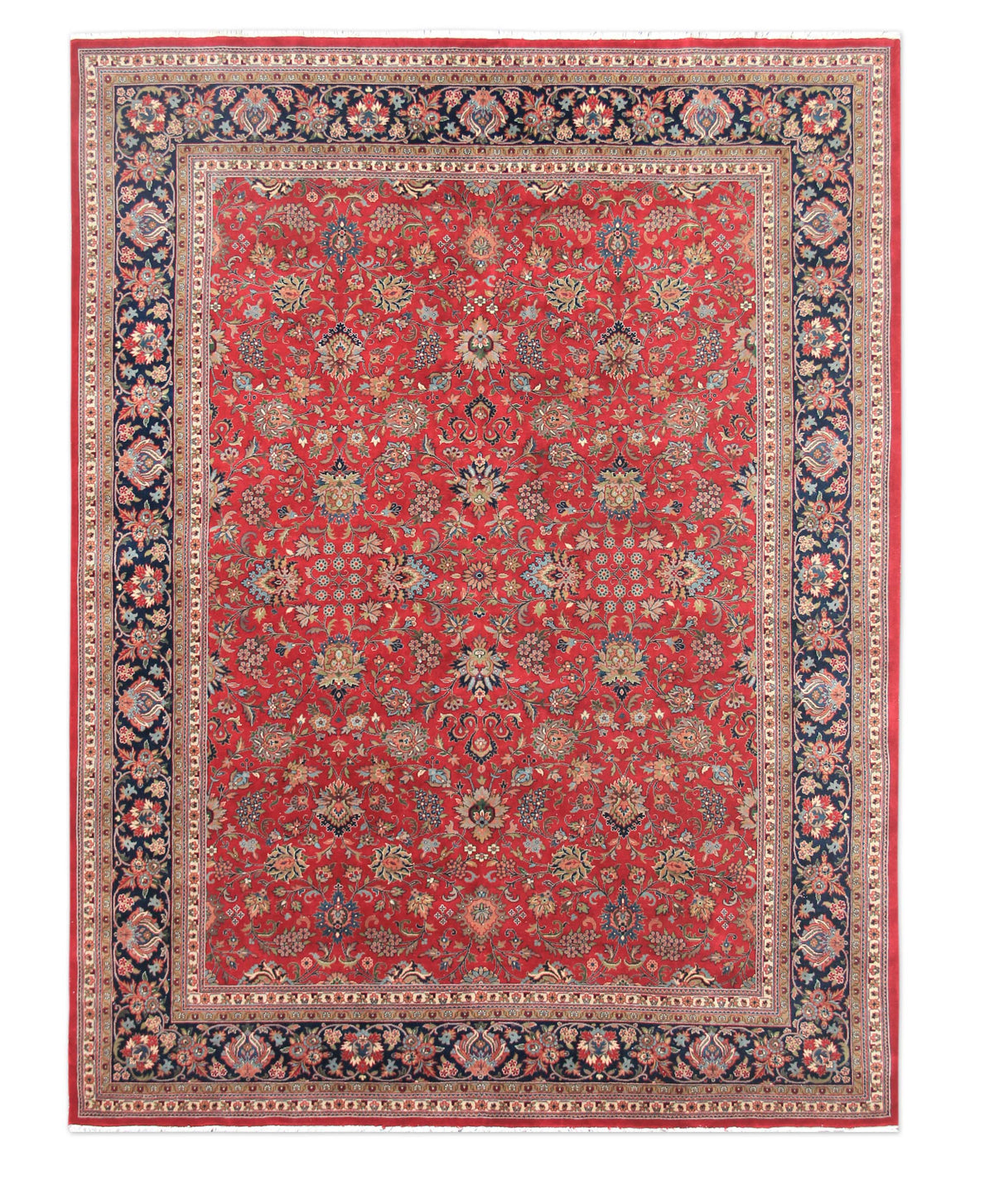 Keschmar Rust/Navy New Zealand Wool Fine Hand-knotted Oriental Rug