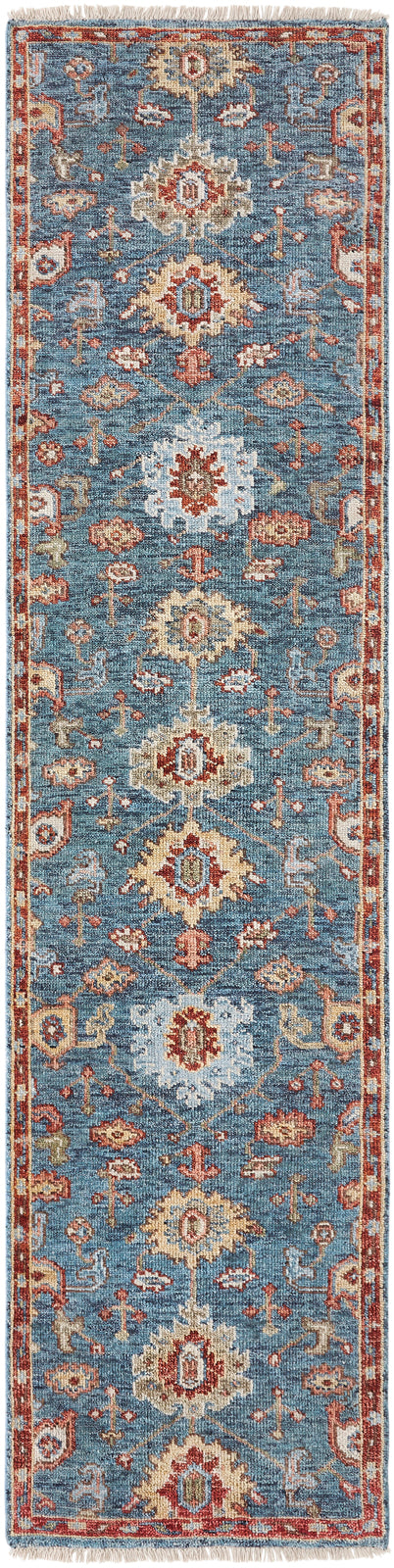 Kensington KN192 Vintage Blues Hand Knotted Wool Rug – view 5