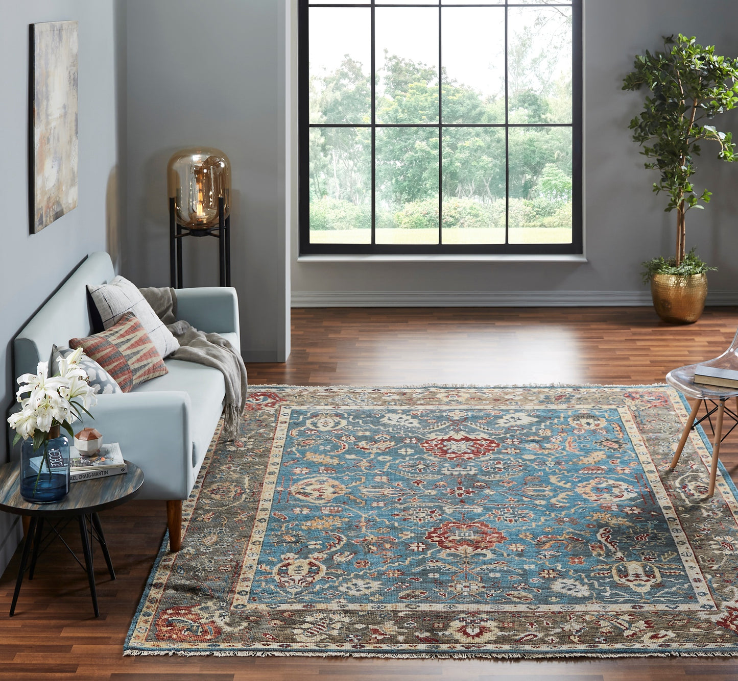 Kensington KN193 Vintage Indigo Hand Knotted Wool Rug