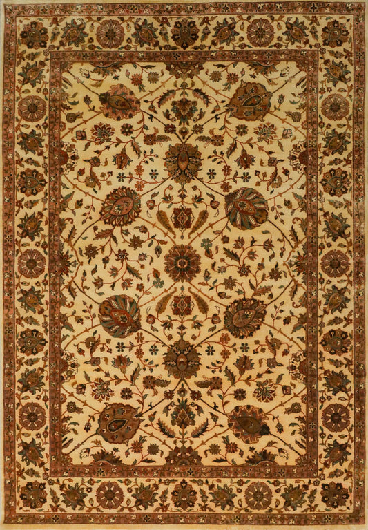 Maharaja Cream Fine Handmade 5'7"x7'10" Vegetable Dyed Rug