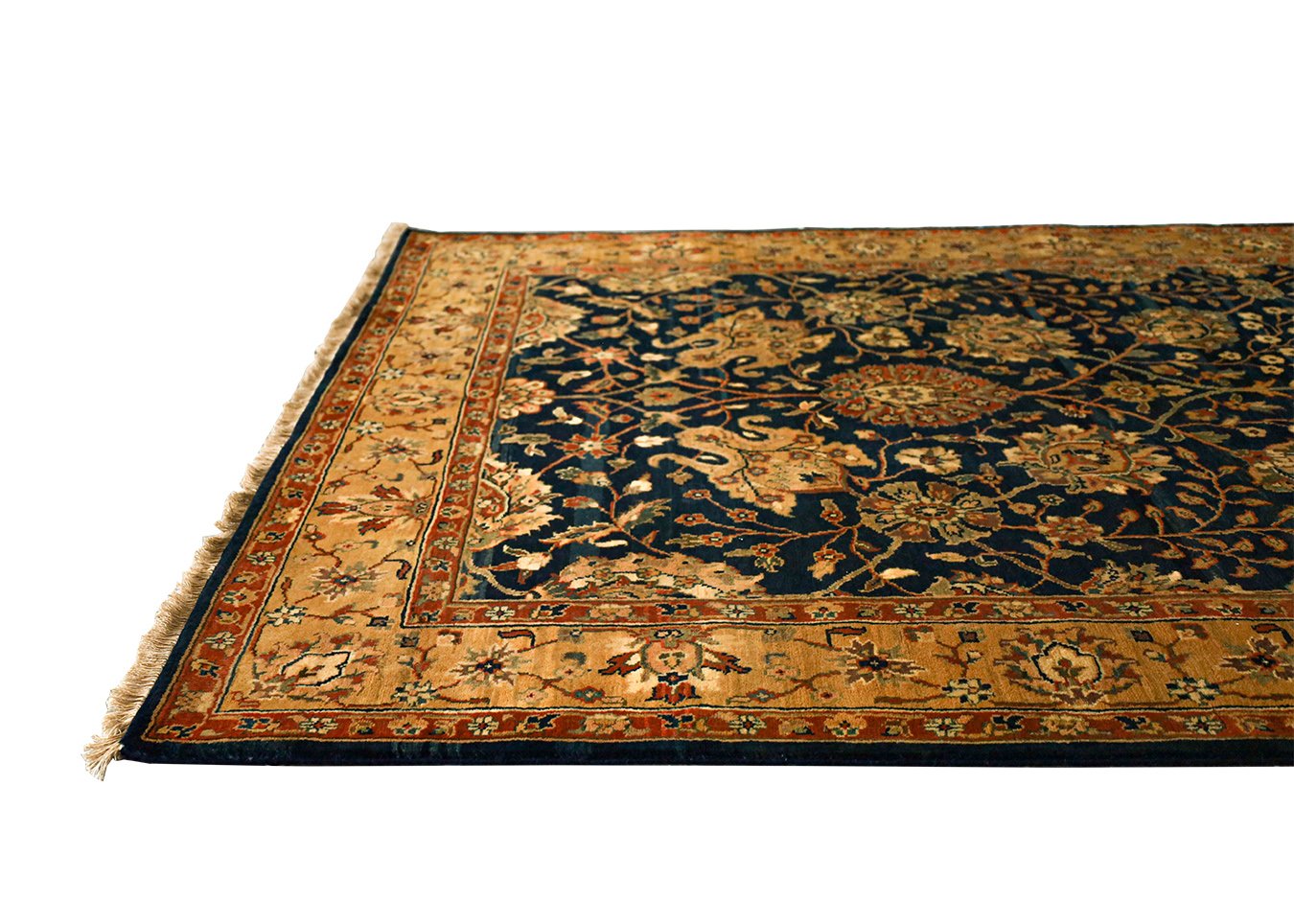 Moghul Shah Blue & Gold Fine Handmade Vegetable Dyed 4'8"x6'6" Rug