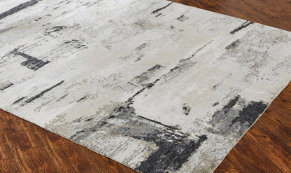 Orion White, Sand, Greys Hand Knotted Wool & Silkette